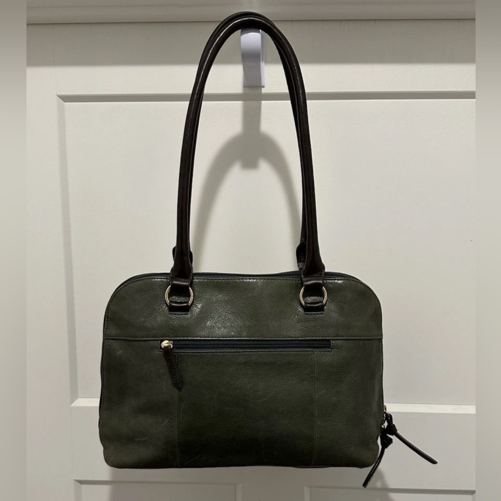 Tignanello Soft Peppled Leather, Studded Shoulder Bag Purse Green - Picture 2 of 7